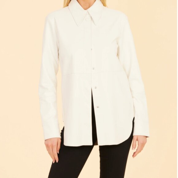 Dolce Cabo Vegan Leather Western Shirt / Jacket White Size L - Picture 4 of 5